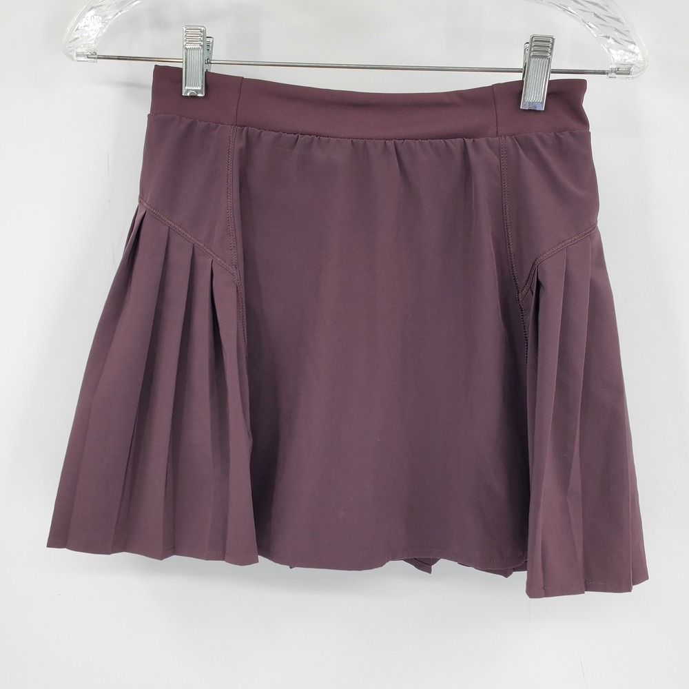 Spanx Get Moving Pleated Skort Burgundy Plum Athletic Tennis Skirt S Pickleball